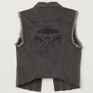 H&M Gray Denim Embroidered Vest